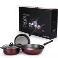 Fine iron 3 piece set pots and pans non-stick cookware set cooking nonstick cookware sets