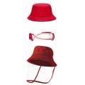 Set of 2 Kids Bucket Hats With Visors - Red and Navy