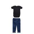 Toddler Clothing Set - Denim Jeans And Black Bodysuit