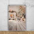 Gray Chic Wall Photo Background Fireplace Winter Christmas Tree Candle Gift Kid Toy Floor Party Phot