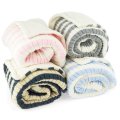 Cable Knit Fleece Lined Baby/Toddler Blanket - Natural|Cream Stripe