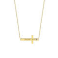 Sideways Diamond Cross Necklace - 9kt Rose Gold / With