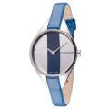 Calvin Klein Women's Rebel 29mm Blue and Silver Dial Leather Watch - K8P231V6