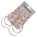 6pc Golden Hoop Earrings