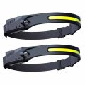 Multi-function LED Rechargeable Head Lamp - Black - Set of 2