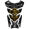 Universal Fit Black and Gold Bling Skull  Motor Bike Tank Pad Protector.  A Street Pad which fits...