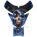 Universal Fit Blue Thunder Flaming Skull Motor Bike Tank Pad Protector. A Street Pad which fits m...