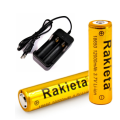 DUAL PACK 18650 RAKIETA 1200MAH 3.7V LI-ION GLOSSY GOLD BATTERIES INCL CHARGER