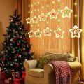 Christmas Star Window Curtain Fairy Lights