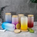 4 pack - 500ml Frosted Glass Cup with Bamboo Lids