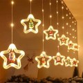 Christmas Star Window Curtain Fairy Lights