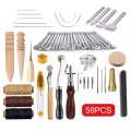 59PCS Craft Leather Tool Set DIY Leather Hand Working Tool Kit for Sewing Stiching Carving Printing