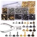 480 Sets of Leather Rivets Double Cap Rivet 3 Sizes 4 Colors with 4 Fixing Set Tools for DIY Leather