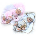 Decdeal 16inch 40cm Reborn Baby Doll Twins Baby in Blanket Lifelike Dolls Blue Eyes Silicone