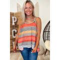 Red Colorful Striped Flowy Tank Top
