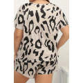Simply Taupe Plus Size Leopard Tee Shorts Lounge Set