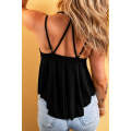 Black Exposed Seam Detail Double Straps Tank Top