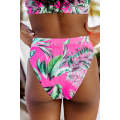 Rose Tropical Print Textured Bikini Bottoms