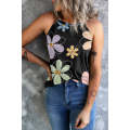 Black Sweet Floral Tank Top