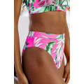 Rose Tropical Print Textured Bikini Bottoms