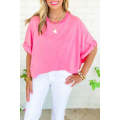 Bonbon Mineral Wash Studded Batwing Sleeve Oversized Top