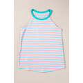 Pink Stripe Round Neck Tank Top