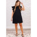 Black Keyhole Back Ruffled Plus Shift Dress