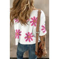White Daisy Flower Printed Casual T Shirt
