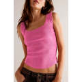 Bonbon Ribbed Exposed Seam Cropped Tank Top