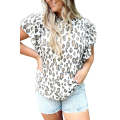 White Butterfly Sleeve Leopard Print Top