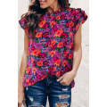 Multicolour Floral Print Tiered Ruffled Sleeve Blouse