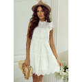 White Elegant Hollowed Flutter A-line Short Dress