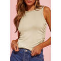Apricot Plain Ruched Side Slim Tank Top