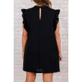 Black Keyhole Back Ruffled Plus Shift Dress