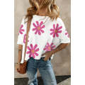 White Daisy Flower Printed Casual T Shirt