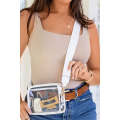 White Clear PVC Leather Strap Crossbody Bag
