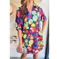 Green Abstract Printed Collared Neck Half Sleeve Shift Dress