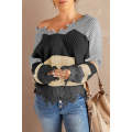 Gray Colorblock Distressed Sweater
