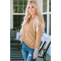 Brown Leopard Cuffs Ribbed Henley Top