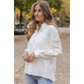 White Lace Patch Chest Pocket Button-Up Shirt