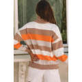 Multicolor Color Block Striped Knitted Drop Shoulder Turtleneck Sweater