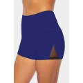 Blue Mesh Cutout Patchwork Swim Shorts