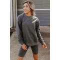 Dark Grey Solid Color Pullover and Skinny Shorts Two Piece Set