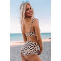 Frilled Leopard High Waist Bikini