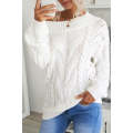 White Chunky Oversized Pullover Sweater