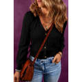 Black V Neck Buttoned Textured Sweater Cardigan
