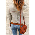 Gray Patchwork Cowl Neck Long Sleeve Top