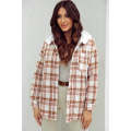 Fiery Red Sherpa Lined Hooded Plaid Jacket