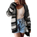 Black Colorblock Textured Knit Buttoned Cardigan