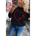 Black Howdy Heart Graphic Round Neck Casual Sweater